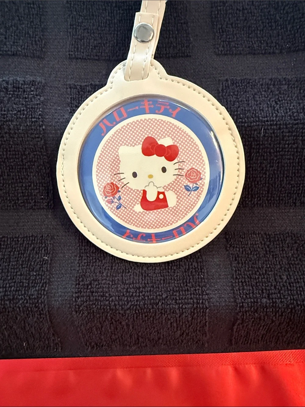Hello Kitty Cream, Red and Blue Round Luggage Tag